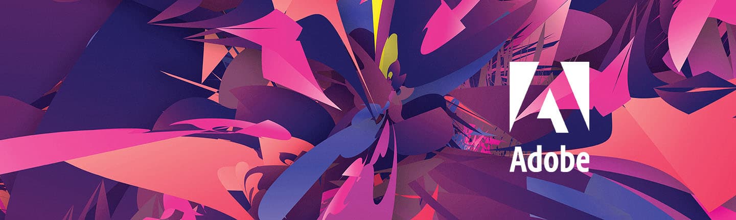 Composição visual Adobe com aplicativos criativos em destaque